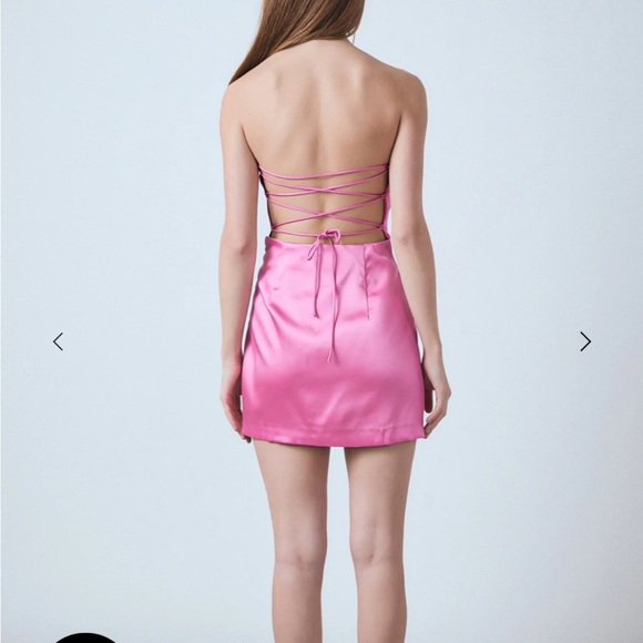 Endless Rose 🌹 SATIN CROSS SPAGHETTI TIE MINI DRESS L - Picture 4 of 13